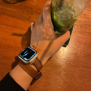 Elegant Leather Double-Circle Watch Strap - Stylish and Durable