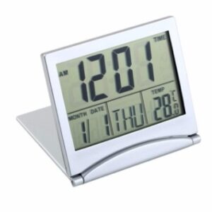 Folding Travel Clock – Perpetual Calendar & Alarm