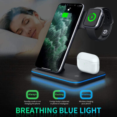 3-in-1 Wireless Charger Stand for Phone, Watch & Earbuds
