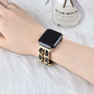 Cuban Link Leather Metal Strap for Apple iWatch - Stylish & Durable