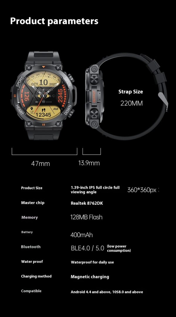 Call Music Weather Heart Rate Blood Pressure Smart Watch - Image 9