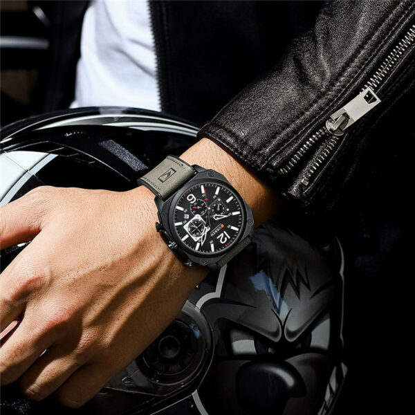 Waterproof Belt Six-Hand Calendar Quartz Watch – Durable & Stylish Timepiece