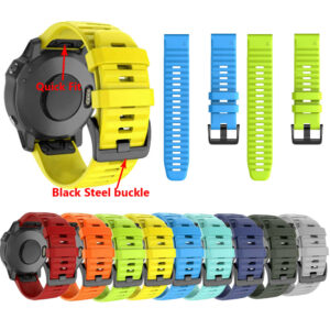 Garmin Fenix 6X Quick Fit Silicone Watch Band Strap – 26mm/22mm Replacement