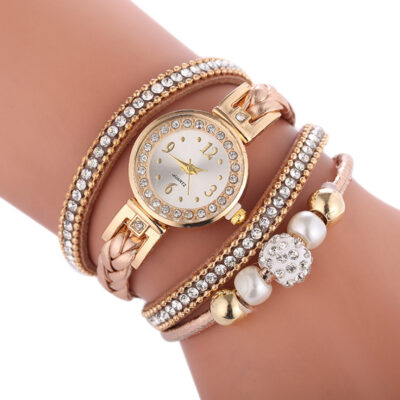 Diamond Studded Ladies Quartz Watch | Elegant Alloy Design