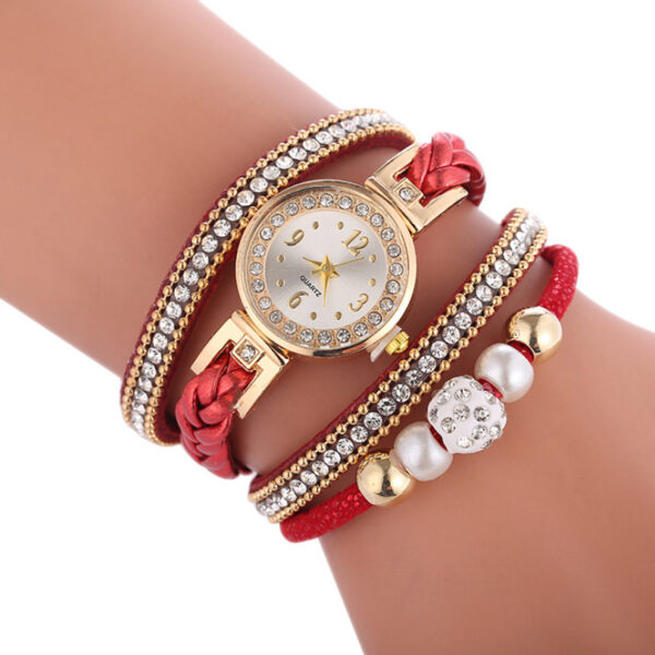 Diamond-studded Ladies Alloy Watch, Digital Face Ladies Simple Quartz Watch - Image 3