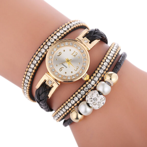 Diamond-studded Ladies Alloy Watch, Digital Face Ladies Simple Quartz Watch - Image 2