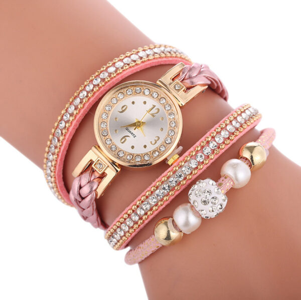 Diamond-studded Ladies Alloy Watch, Digital Face Ladies Simple Quartz Watch - Image 4