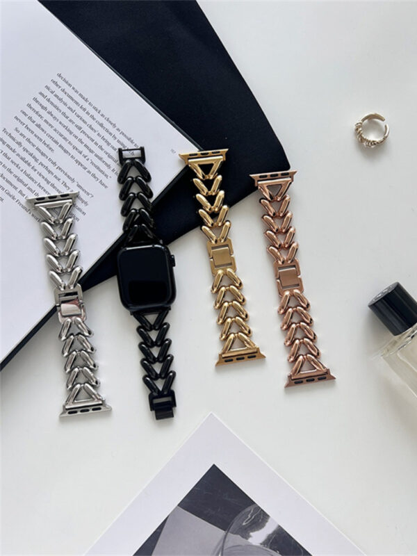 Suitable For Applewatch1 To 8  Single Row V Chain Denim Chain Metal Watch Band - Image 5
