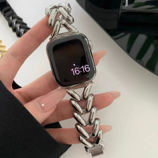 Suitable For Applewatch1 To 8  Single Row V Chain Denim Chain Metal Watch Band - Image 4
