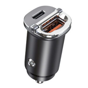 Flush Fit Mini Car Charger PD20W QC18W Dual Port USB Automobile Fast Charging Adapter Black