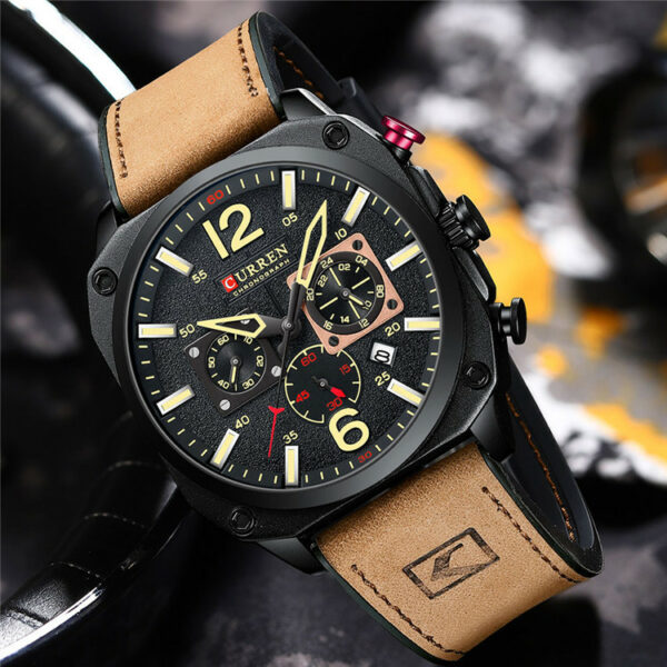 Waterproof Belt Six Hand Calendar Quartz Watch - Image 3