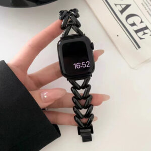 Apple Watch Denim Chain Band – V-Chain Single Row Metal Strap