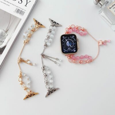 Watch Wristband with Bead Ornament Buckle Strap