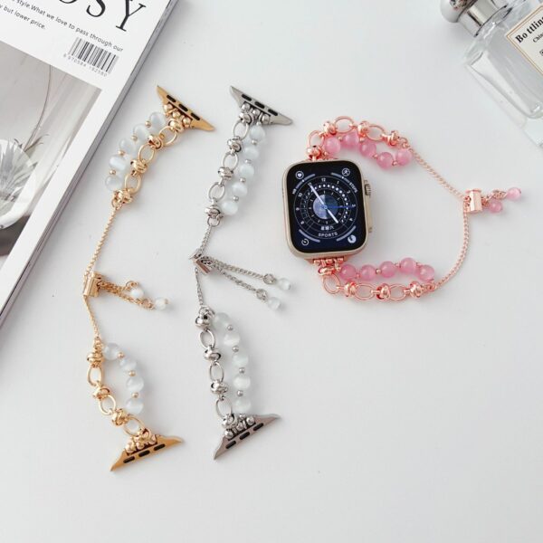 Watch Wristband with Bead Ornament Buckle Strap