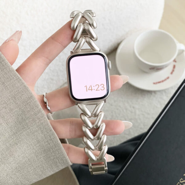 Suitable For Applewatch1 To 8  Single Row V Chain Denim Chain Metal Watch Band - Image 6