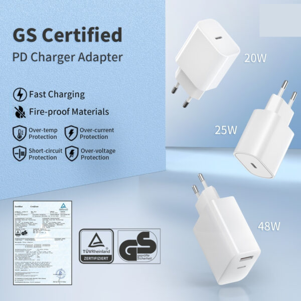 GRS GS Certification 20W European Standard Fast Charge Charging Plug