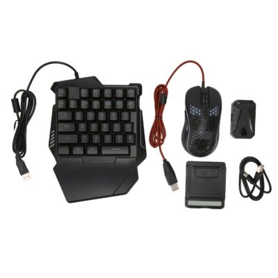 Keyboard and Mouse Converter Set for Android – Wired RGB Half Gaming Keyboard with Wired Mouse and Adapter for Harmony Gaming