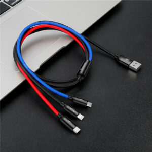 Baseus 3-in-1 Fast Charging Cable – USB to Lightning, Type-C & Micro USB | Quick Charge & Data Sync