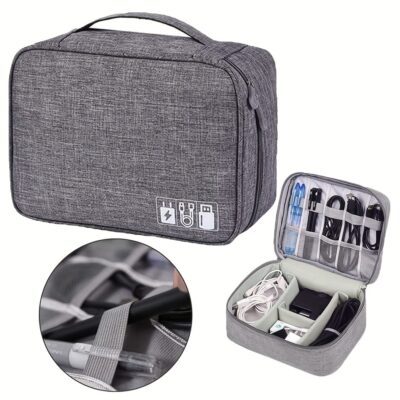 Electronics Organizer Travel Cable Bag – Waterproof Digital Accessories Case for Cables, Chargers & Gadgets