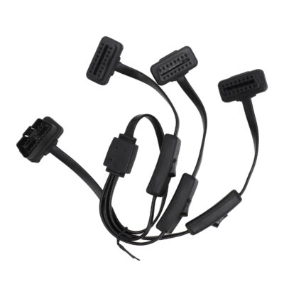 OBDII 16 Pin Flat Noodle Cable Splitter – 1 to 3 Extension Cord | Durable Car Diagnostic Extender for Vehicles