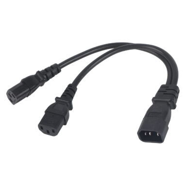 IEC320 C14 to Dual C13 Y Splitter Power Cord 10A 2500W – 1 In 2 Out Power Extension Cable for LCD Monitors, Computers & Servers