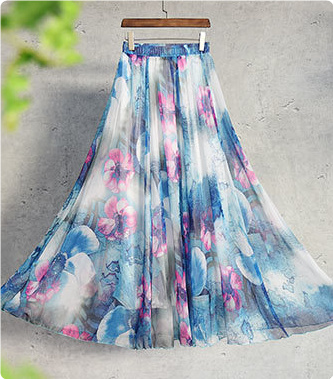 High waist floral slimming A-line skirt for women