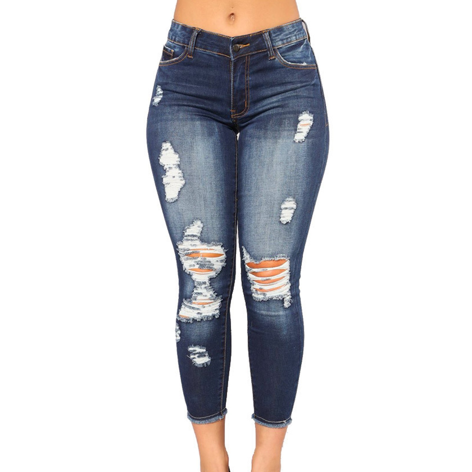 Women's Ripped Skinny Jeans front view high waist