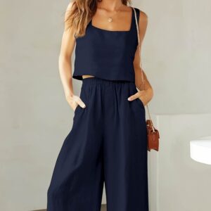 Square Collar Sleeveless Camisole & Wide Leg Pants Set
