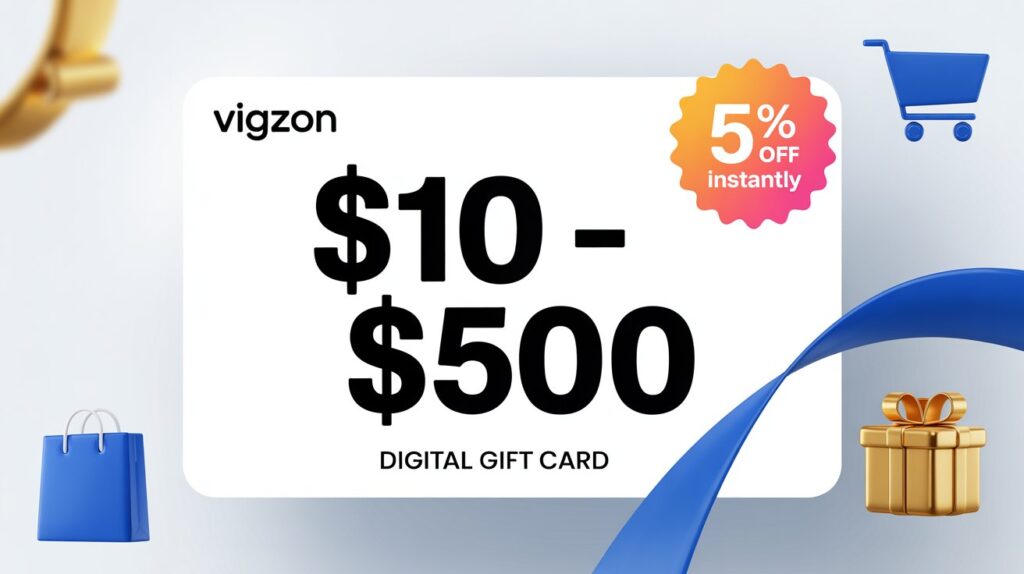 Discount shopping gift card from Vigzon with 5% savings