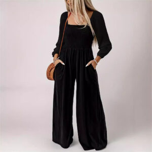 Women's Wide Leg Jumpsuit Straight Pants Simple Commute