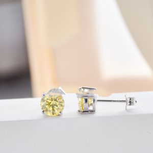1CTX2 Lemon Yellow Moissanite Stud Earrings – Classic Style