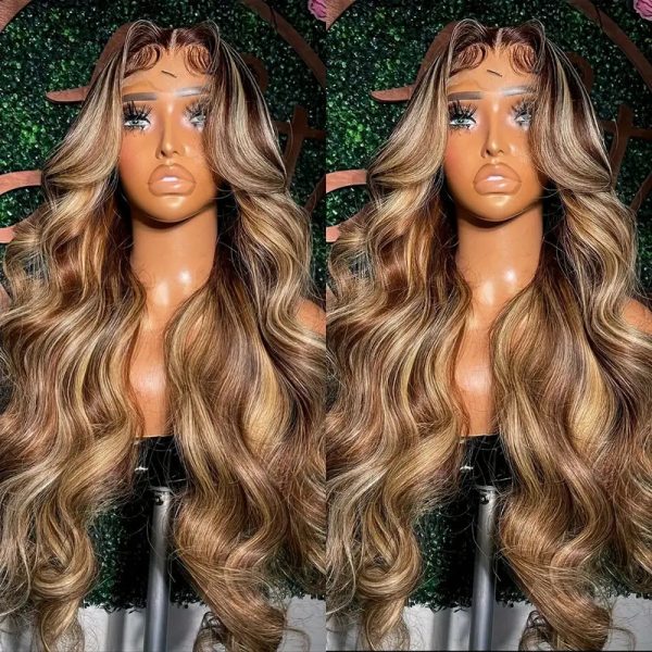 Front Lace Wig Medium Large Wave Long Curly Hair in Light Gold